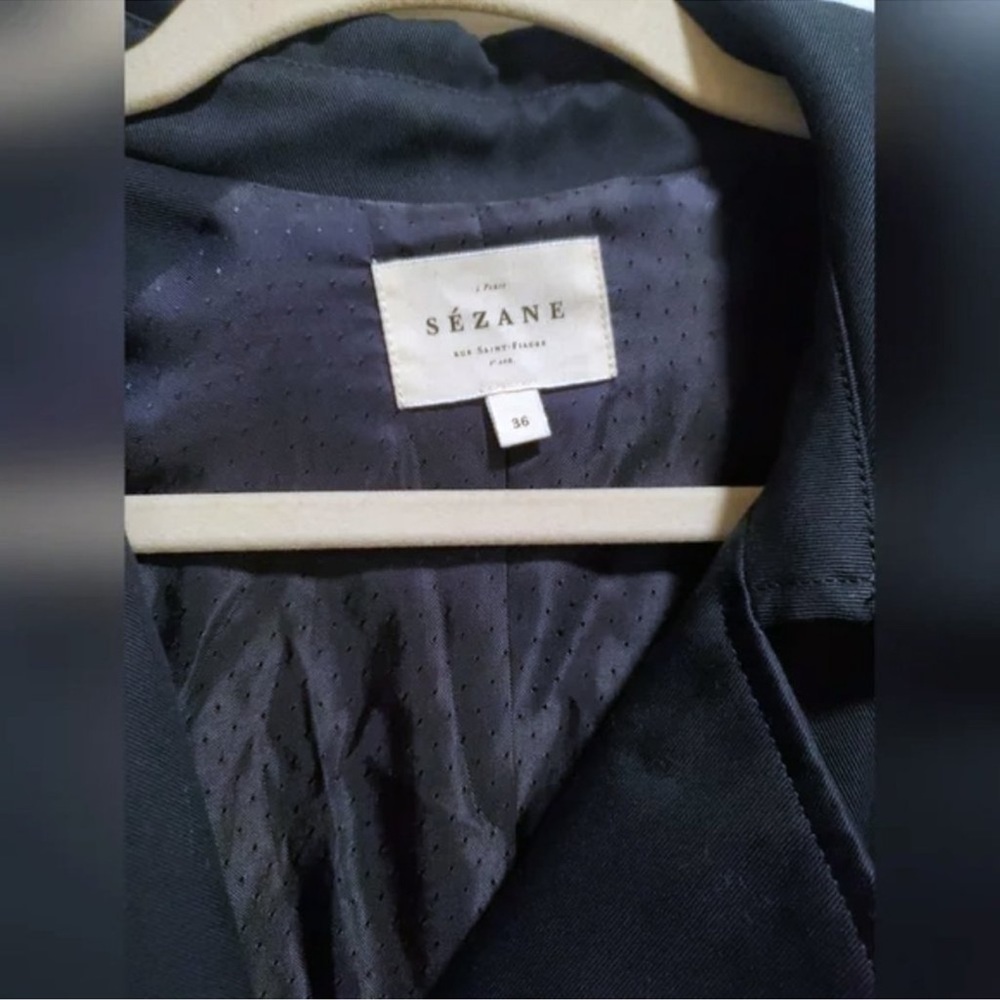 Sezane Scott Trench Coat Navy Blue - Picture 6 of 6